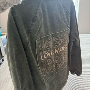 Spiritual Gangster - Olive Green Jacket with Love More Design Size Small
